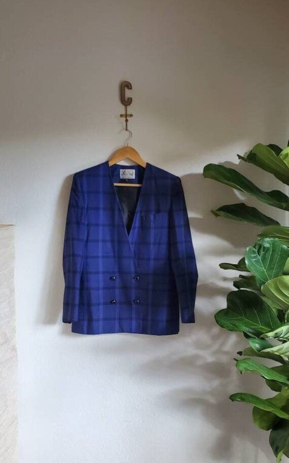 Vintage 1980s Le Suit Brown Plaid Plus SIze Blazer