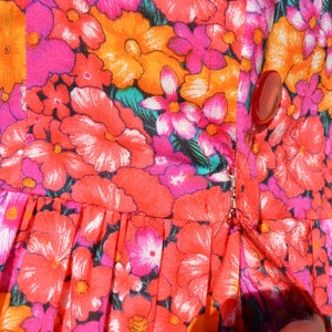 Vintage 1980s 1990s Homemade Pink Orange Floral Midi Dress image 5