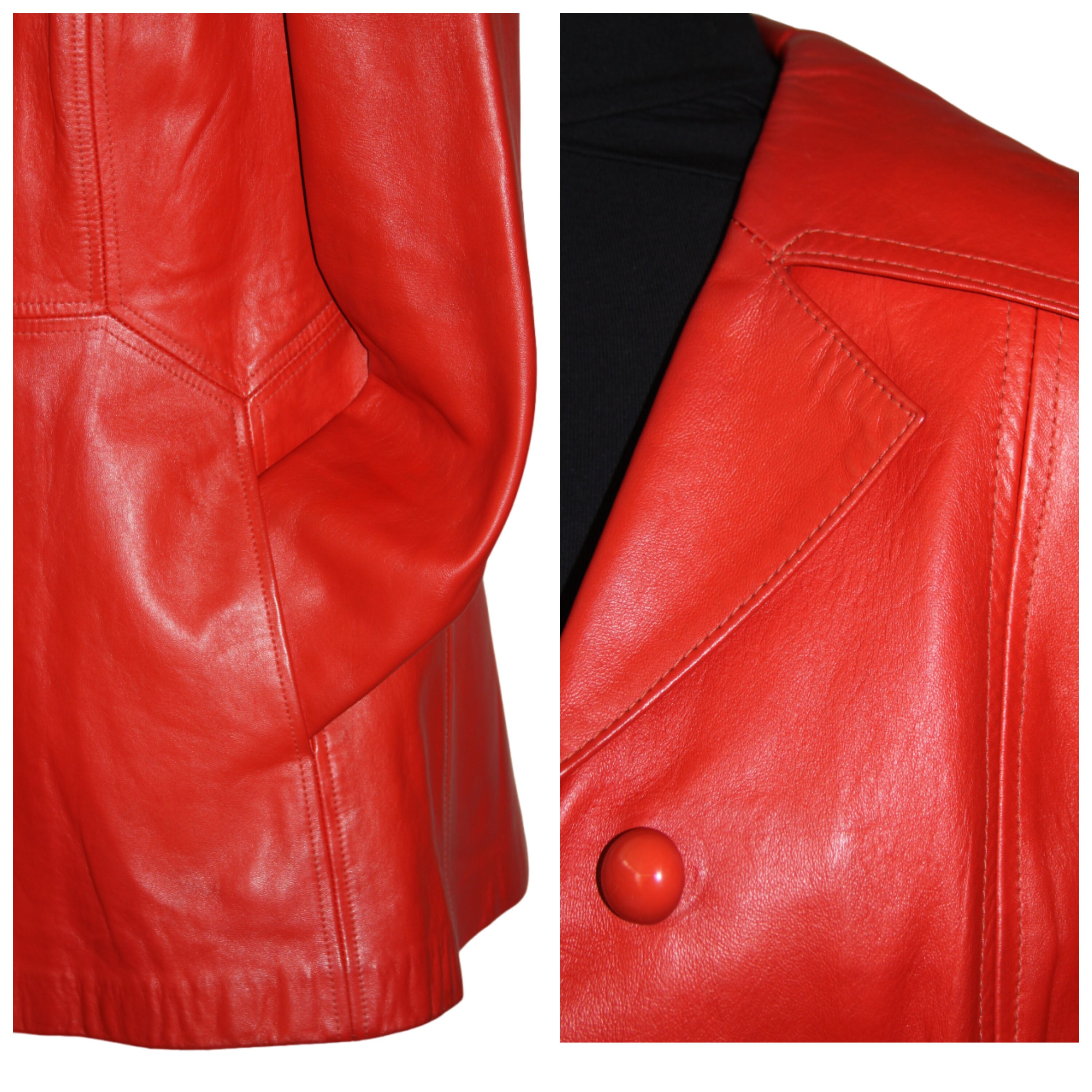 Red Leather-Style Short Cape Jacket For Women, Greenwich Village, BYMANYC New York.