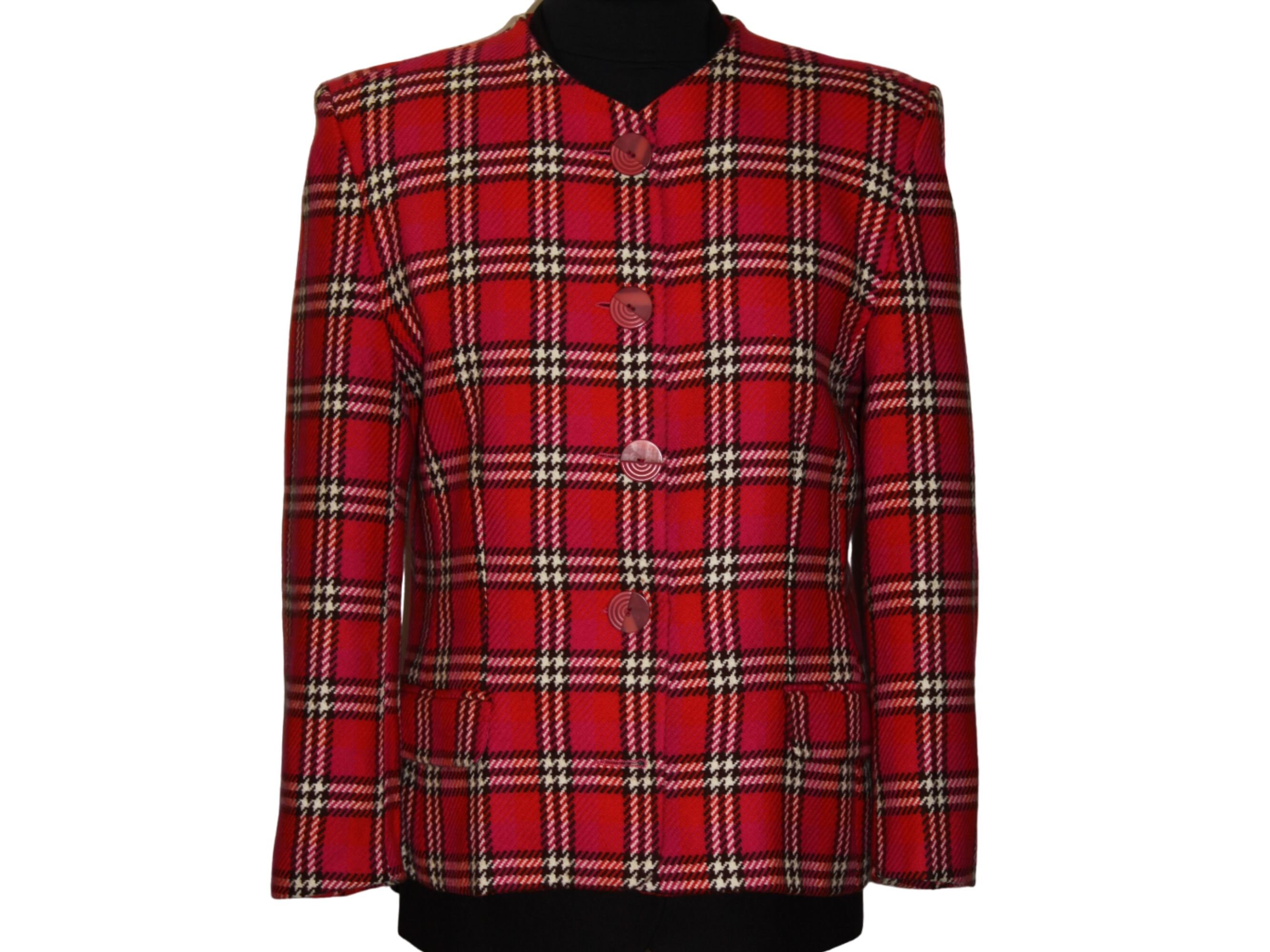 Buy Rare Ladies V.I.P. Vintage Tweed Checked Pink Black Jacket