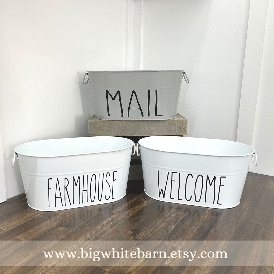 Personalized Metal Farmhouse Decor Tub, Oval Storage Bin - Etsy