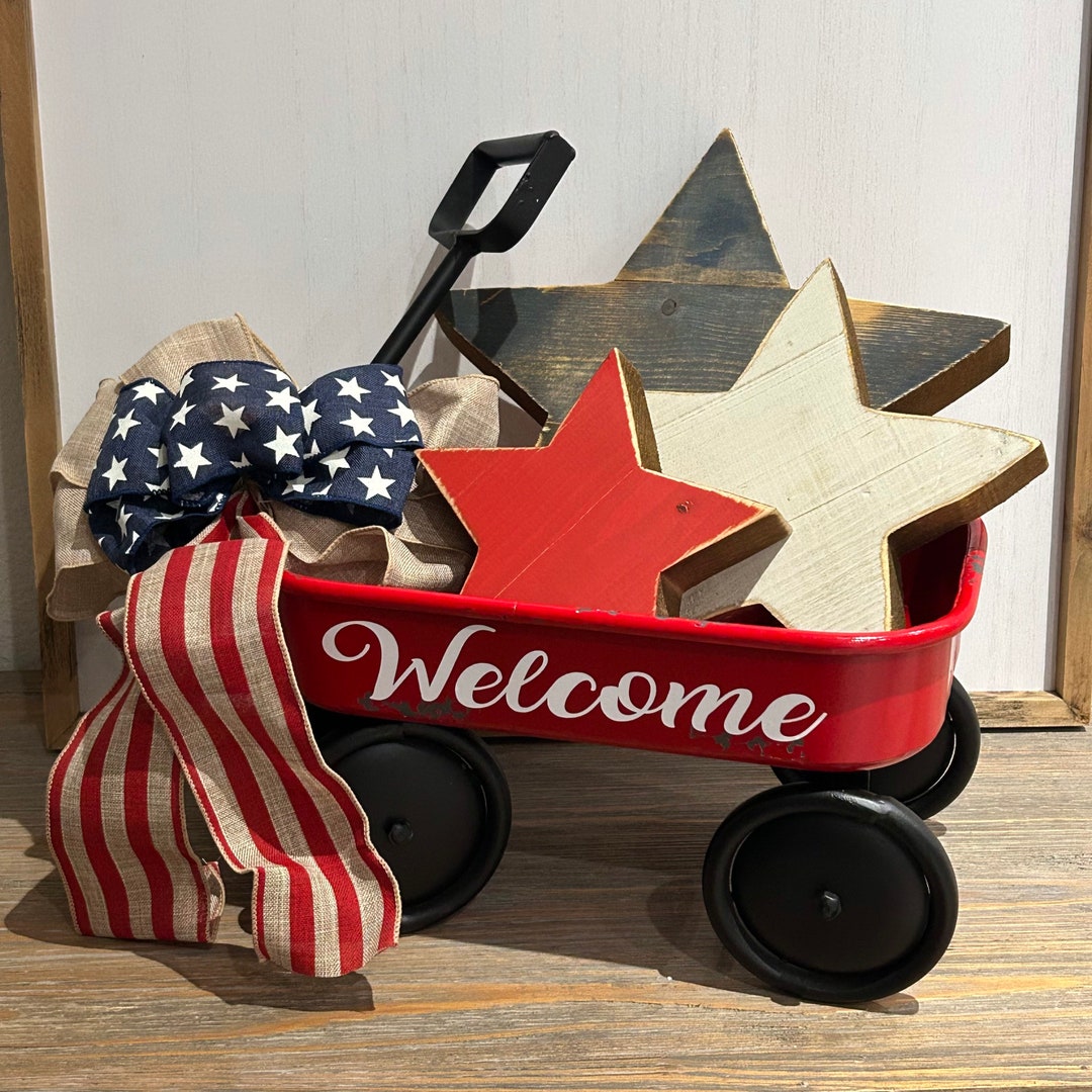 Red Wagon, Small Red Wagon, Red Wagon Decor, Red Wagon Table Decor