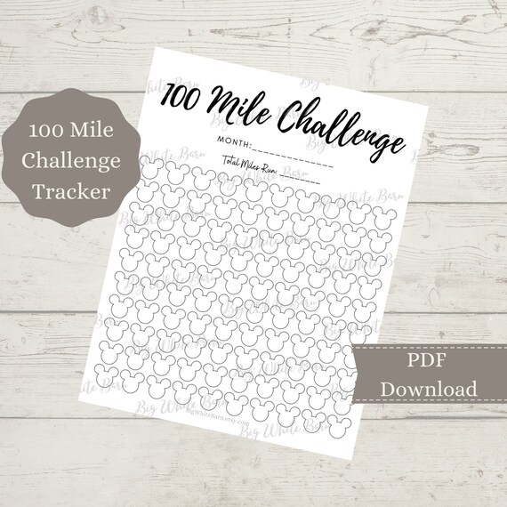 Printable 100 Mile Challenge Tracker Running Tracker Running | Etsy
