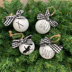 Set of 4 Dressage Christmas Ornaments, Horse Ornaments, Equestrian Gift, Horse Gift, Rae Dunn Ornaments, Horse Christmas, Dressage Ornament