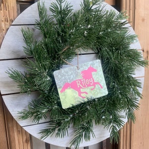 Galvanized Horse Christmas Ornament, Rustic Ornament, Personalized Christmas Ornament, Equestrian Gift, Horse Gift, Gift Tag, Stocking Tag