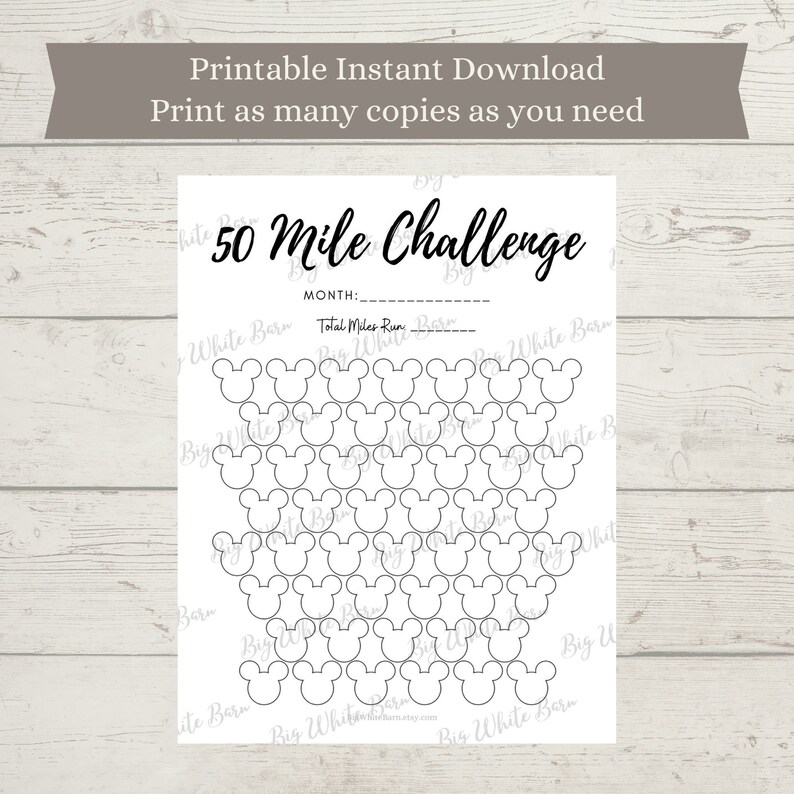 Printable 50 Mile Challenge Tracker Running Tracker Running Etsy