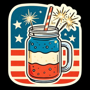 Sirotant un verre de liberté - Boisson patriotique du 4 juillet Sticker