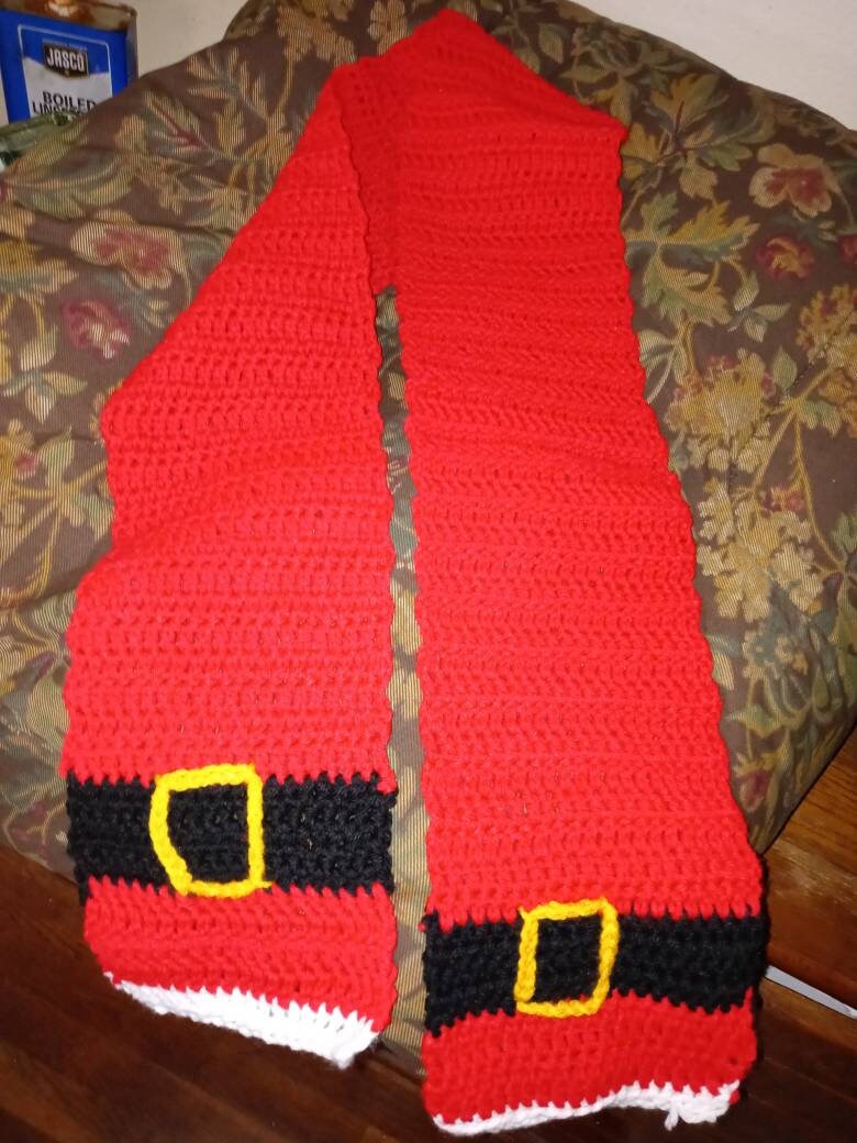 Adult Size Crocheted Santa Scarf Etsy UK