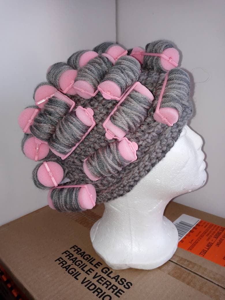 Grey wig with rollers hot sale