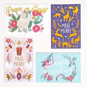 Winter Holiday Greeting Cards | 36 Pack Blank Folded Holiday Set | Variety Pack Happy New Year + Seasons Greetings | Perfect Christmas Gift