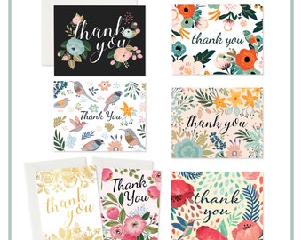 37 Blank Floral Thank You Cards |White Envelopes | Bridal, Baby Showers, Business (+ Bonus 24K Gold Card) Perfect Mother’s Day Gift!