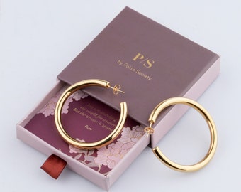 Gold Hoop Earrings | Large Lightweight | Chunky Open Hoops | POLITE SOCIETY 18K Gold Plated 2” Perfect Mother’s Day Gift!