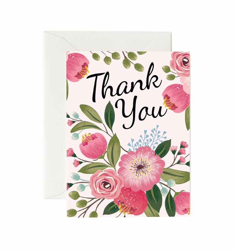 37 Blank Floral Thank You Cards White Envelopes Included | Etsy