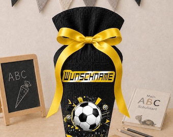 Football-themed school cone with team colors and desired name, personalized muslin fabric school cone with name, 70 cm (85-90 cm), 20 g