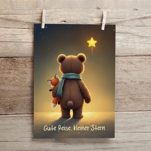 Karte Sternenkind "Gute Reise, kleiner Stern" Kondolenzkarte / Trauerkarte / Beileidskarte Beerdigung Fehlgeburt Totgeburt