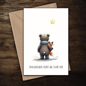 Karte Sternenkind "und plötzlich steht die Welt still" Kondolenzkarte / Trauerkarte / Beileidskarte Beerdigung Fehlgeburt Totgeburt