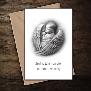 Karte Sternenkind "jedes Wort zu wenig und doch zu viel" Kondolenzkarte / Trauerkarte / Beileidskarte Beerdigung Fehlgeburt Totgeburt
