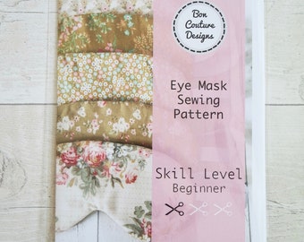 Eye Mask Paper Pattern / Sleep Mask Paper Sewing Pattern, perfect for beginners.