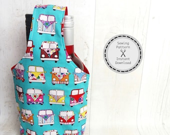 Bottle bag, gift bag, PDF sewing pattern, Instant download, Perfect for beginners.