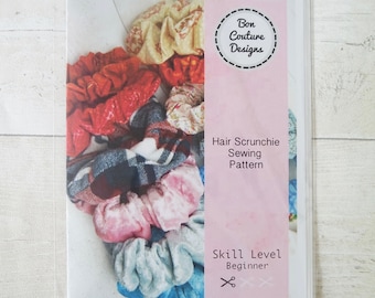 Modello di carta da cucito per capelli Scrunchie, perfetto per i principianti.