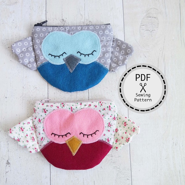 Owl  Purse, Coin Purse DIY gift, PDF sewing pattern, instant download.