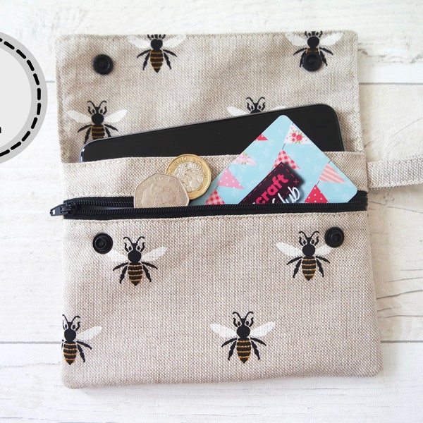 Clutch Purse, Small Zipper Pouch, DIY gift, PDF sewing pattern, instant download.