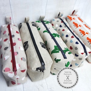 Trousse à crayons, cadeau de professeur, fournitures scolaires, pochette de maquillage, cadeau de bricolage, patron de couture PDF, téléchargement immédiat.
