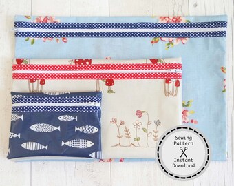 Simple Pouch/ Oil Cloth Pouch PDF Sewing Pattern, instant download, perfect for beginners.