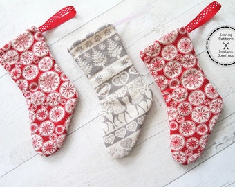 Mini Stocking PDF Sewing Pattern, instant download, perfect for beginners.