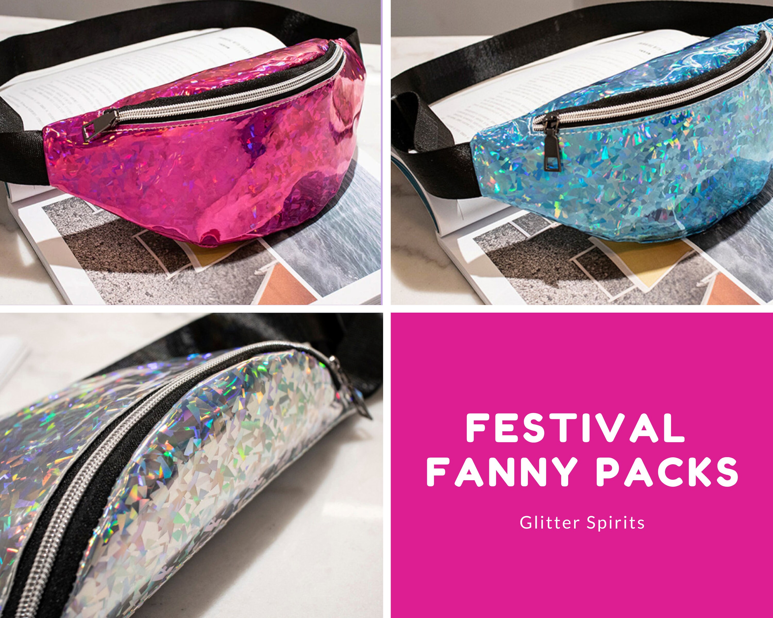 pink sequin fanny pack