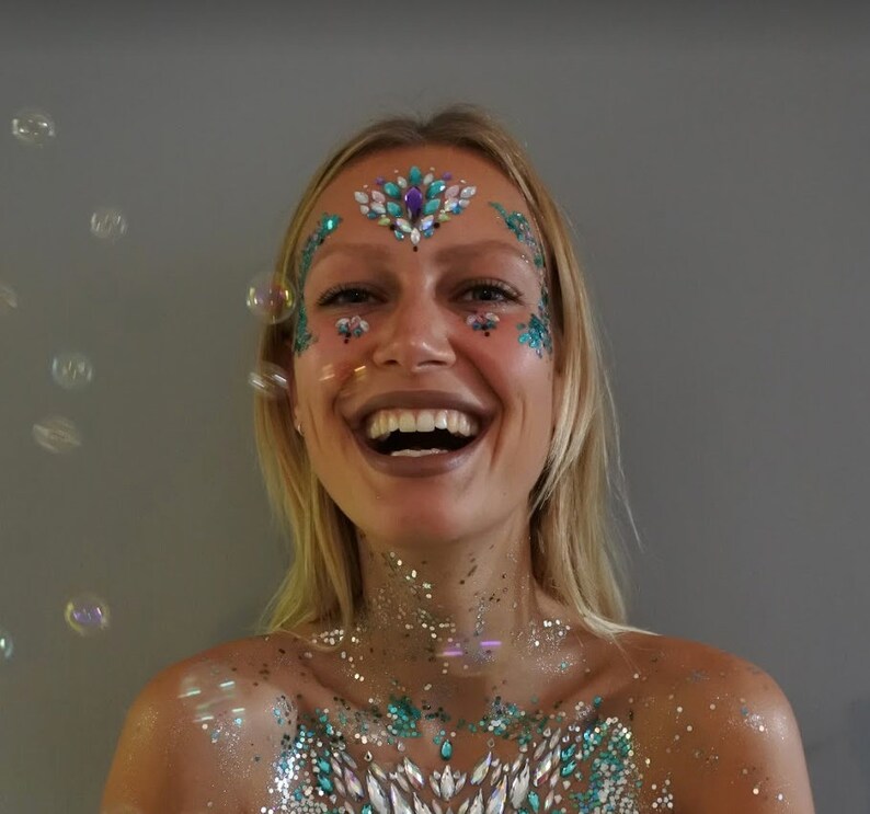 Mermaid Costume Face Gems Festival Stickers Holographic Etsy