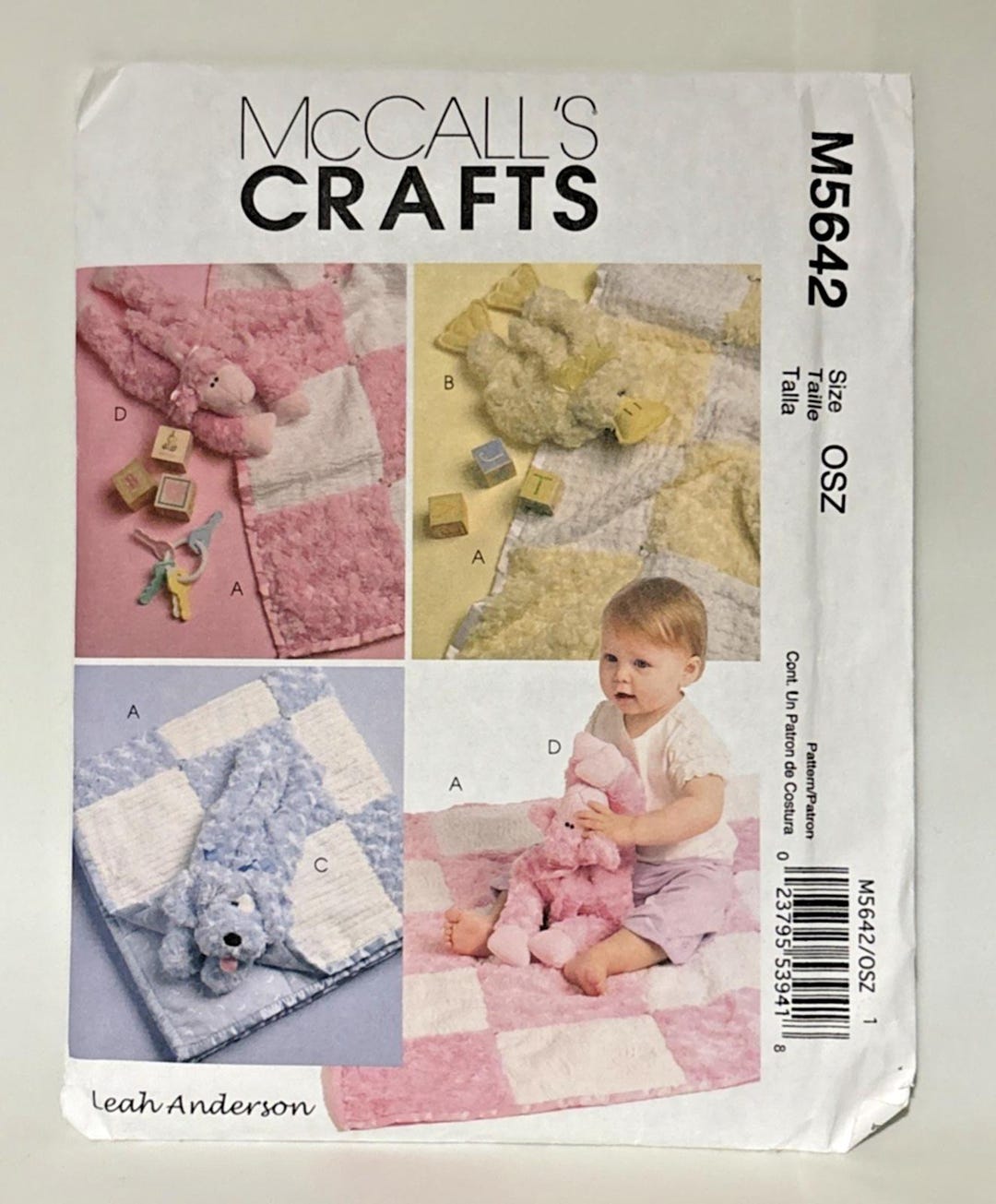 Mccalls Crafts Sewing Pattern UNCUT Baby Blanket Fabric M5642 Girl Boy ...