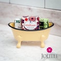 Rustic Enamel Soap Dish Bathtub Caddy, Metal Claw Foot Mini Bathtub Soap Caddy Vintage Soap Dispenser, Lemon, 1 Piece, 5.5 Inches