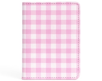 Pink Checkered Vegan Leather Passport Holder