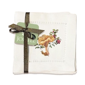Decorative Hemstitch Cocktail Napkins, 6&quot;x6&quot; Washable Linen-Like Cloth Napkins, Handmade for Entertaining and Everyday Use Chanterelle