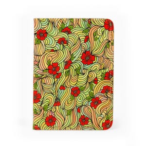 Funda para pasaporte Jolitee Premium de piel sintética vegana, margarita roja