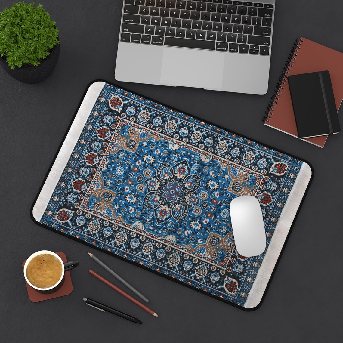 Desk Rug Pattern Persian Rug Pattern, Blue Floral Desk Mat, Distressed Unique Rug Design ...