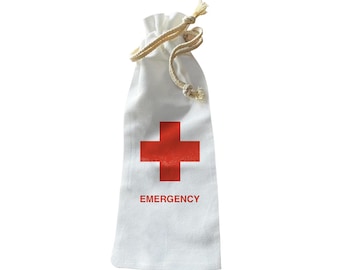 Bolsa de regalo para botellas de vino Jolitee – Emergencia – Bolsa de vino de primeros auxilios de la Cruz Roja