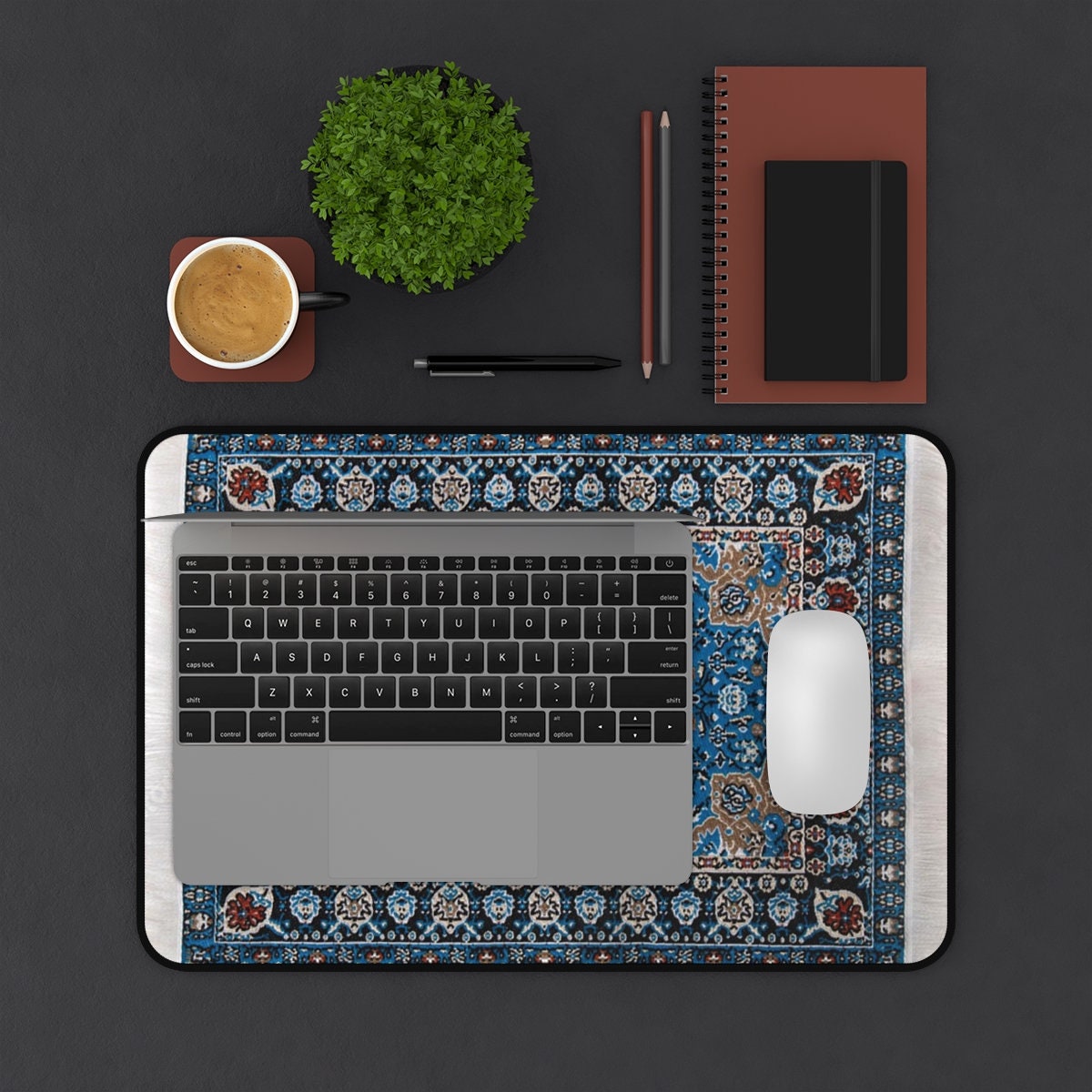 Desk Rug Pattern Persian Rug Pattern, Blue Floral Desk Mat, Distressed Unique Rug Design ...