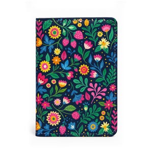 Funda para pasaporte Jolitee Premium de piel sintética vegana, diseño de flores silvestres de colores