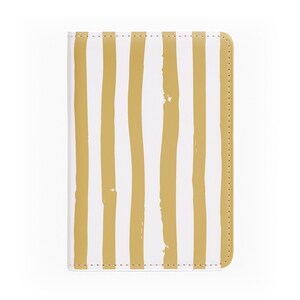 Funda para pasaporte Jolitee Premium de piel sintética vegana, rayas marrones
