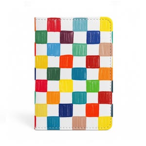 Porta pasaporte Jolitee Premium de piel sintética vegana, diseño patchwork