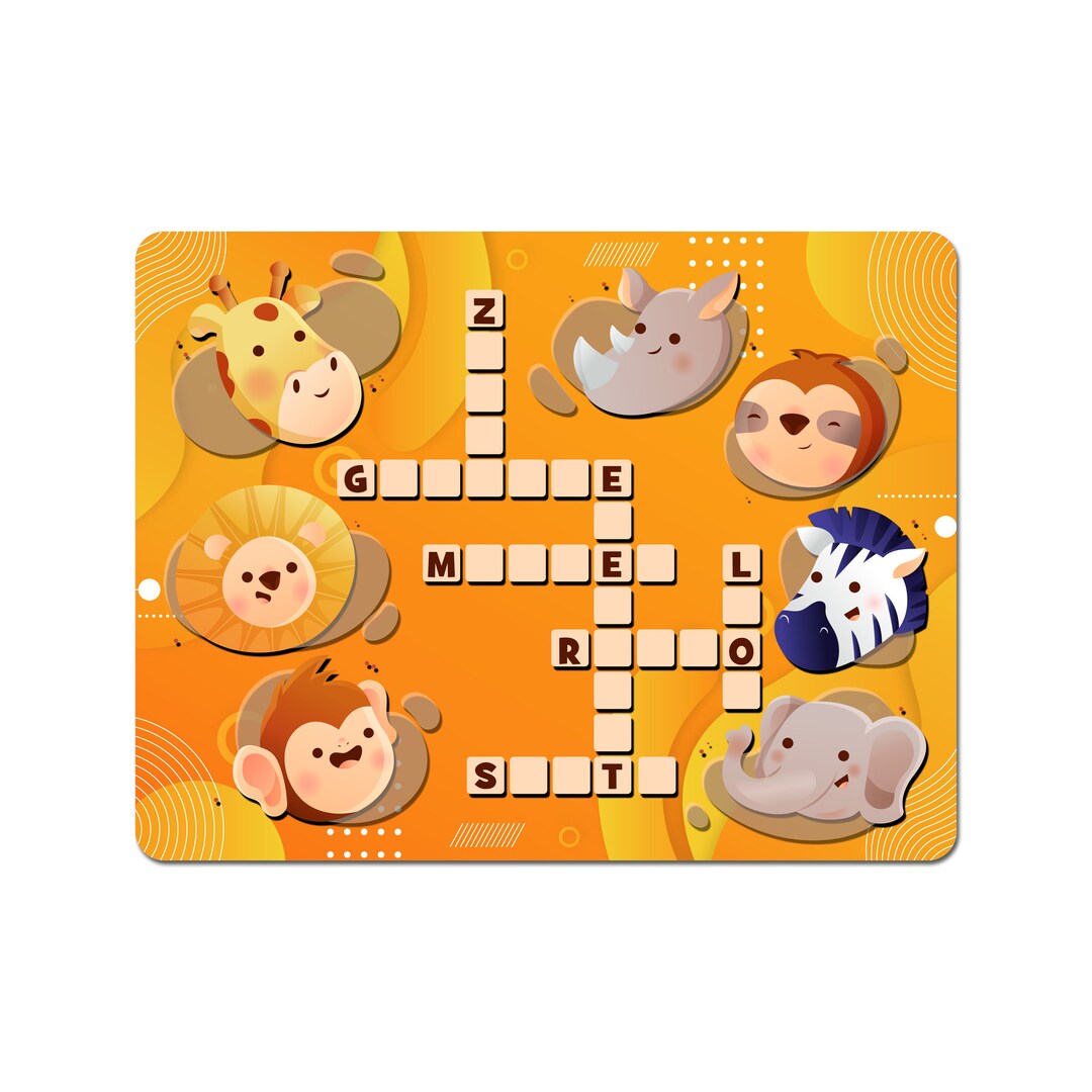 Printable Word Puzzle Table Place Mats Farm Animals Face Puzzles Colorful Placemats Orange Kids