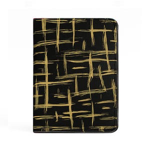 Portapasaporte Jolitee Premium de piel sintética vegana, color negro y dorado