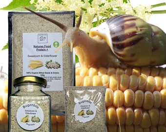 Giant African Land Snail Food, Snail Mix, Organic Sweetcorn & Elderflower, Great Protein Source for Snails , Other Creatures Millipedes