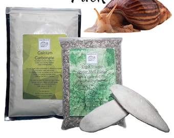 Calcium Booster Pack with Free Cuttlefish Bone, Great For Giant African Land Snails, Native Snails, Tortoise & Millipedes