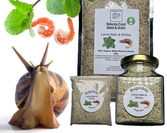 Giant African Land Snail Food, Snail Mix, Organic Lemon Balm & Shrimp, Great Protein Source for Snails , Other Creatures Millipedes