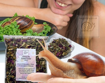 Herbal, Giant African Land Snail Food, Organic natural mix, Flower Power, for all types of snails inc Giant African and other small species