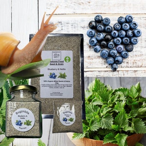 Giant African Land Snail Food, Snail Mix, Organic Blueberry & Nettle, Great Protein Source for Land Snails , Other Creatures Millipedes