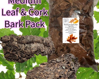 Leaf Litter & Cork Bark Pack, Bioactive Terrarium Deco, Natural Reptile, Snails +  Millipede Habitat | 3 Pack Sizes